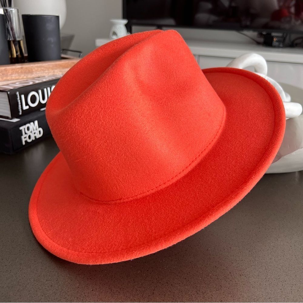 ELA Lady Fedora Hat Collection Color Orange imported From Colombia.